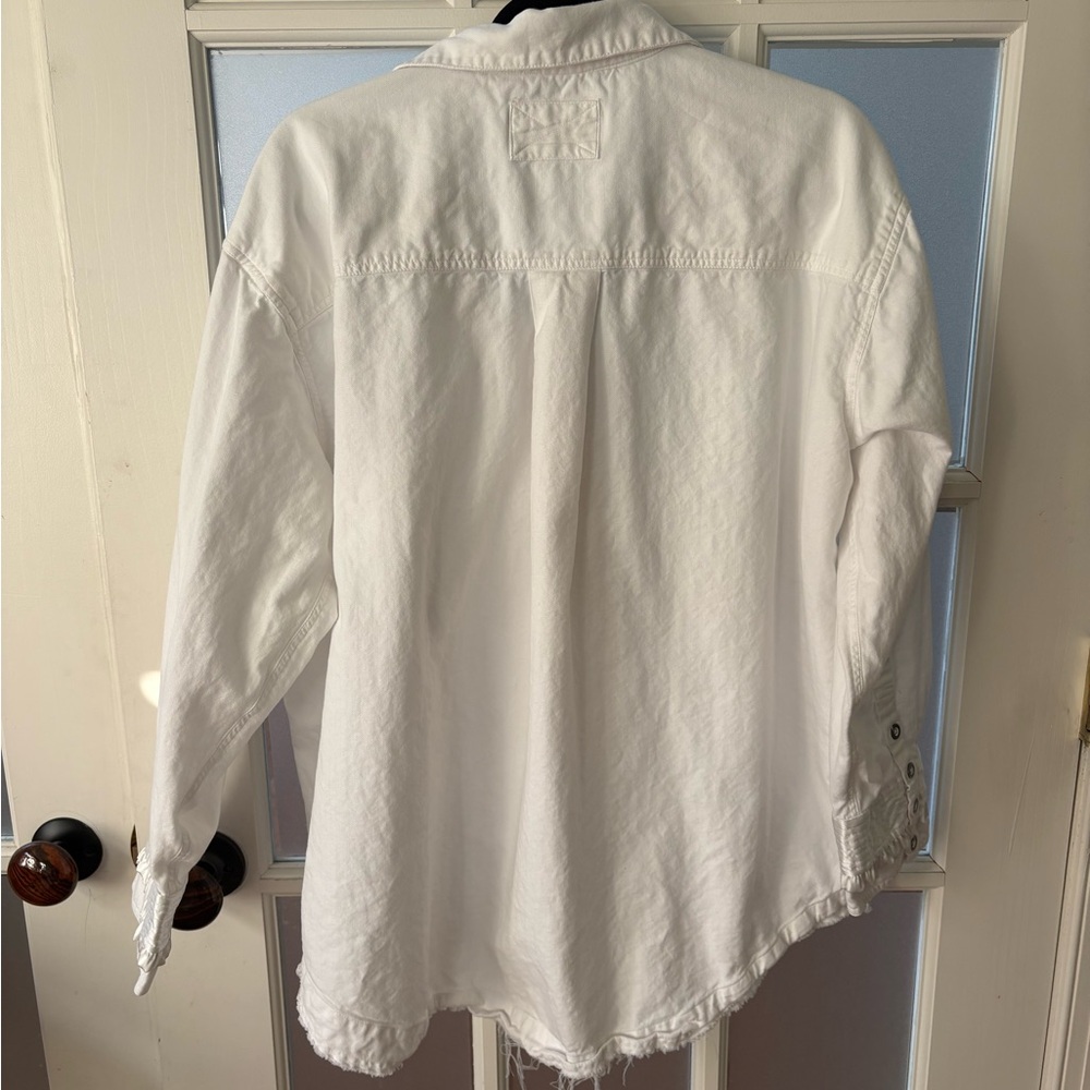 Free People White Ruffled Button-Up Shirt - Picture 5 of 5